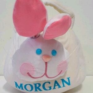 White Easter Bunny Basket Monogrammed "Morgan"
